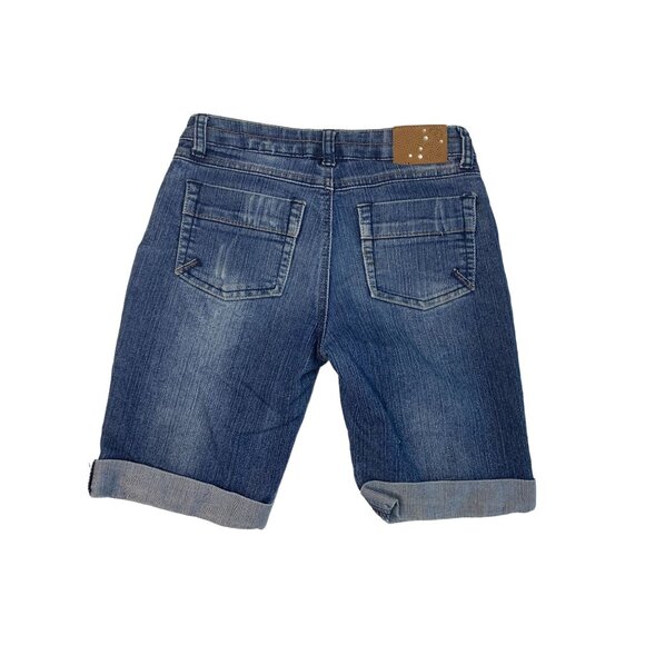 Arizona Jeans Girls Size 10 Reg Long Burmuda Shorts Jean Denim Cuffed Hem - Picture 2 of 5